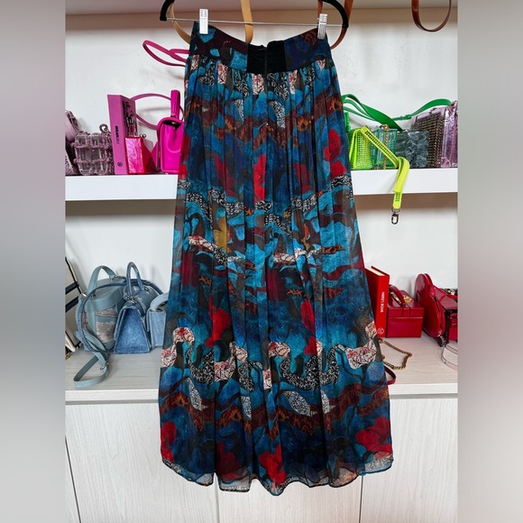 Alice + Olivia Blue Floral Print Maxi Skirt - Picture 2 of 4